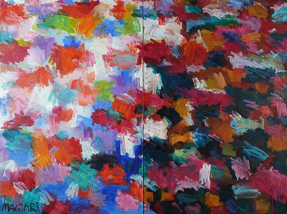 2023 Ragyogás (színes világos,színes sötét) 150 x 202 olaj vászon 150 x 202